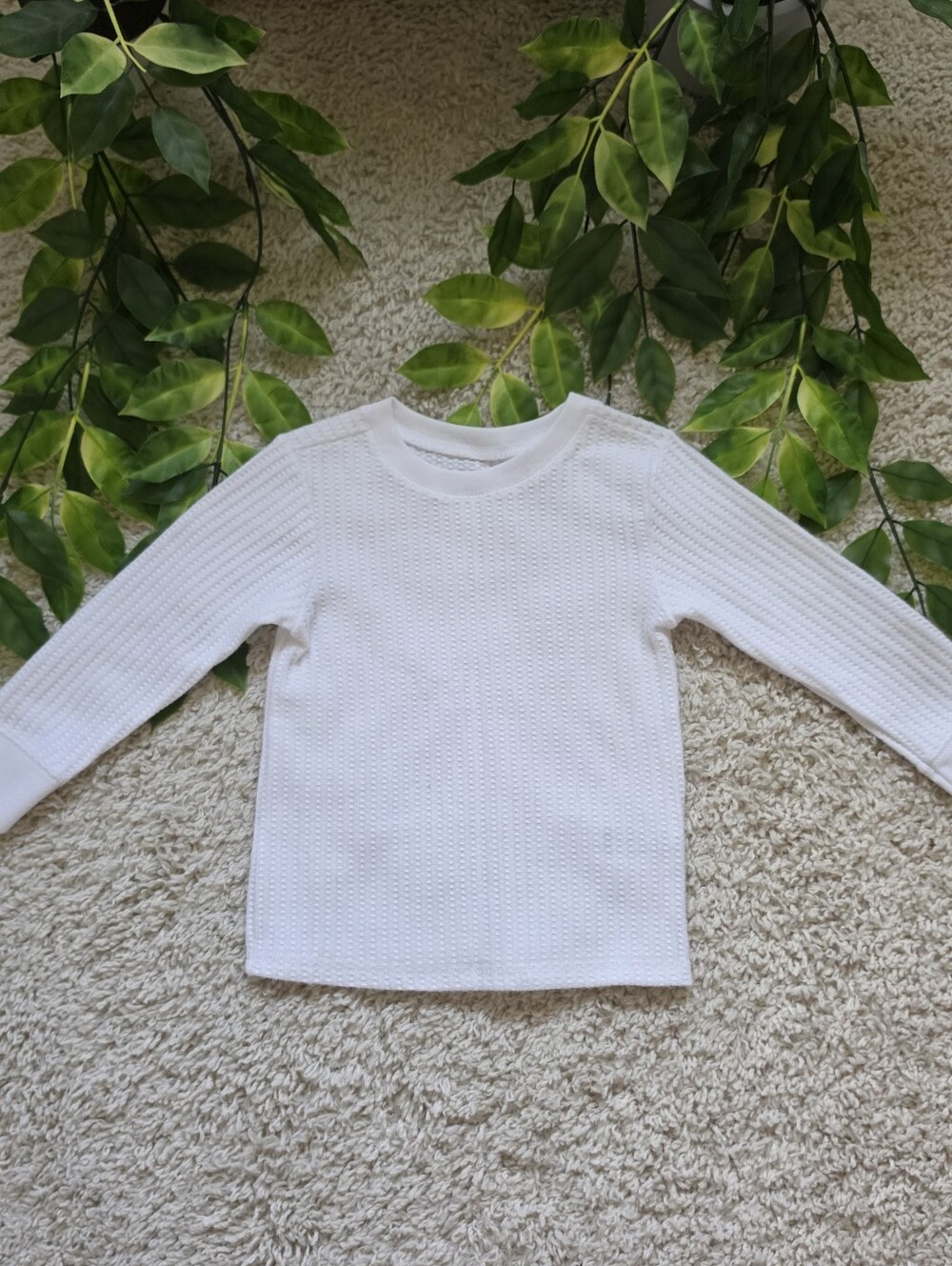Toddler Boy White Thermal Long Sleeve (2T)
